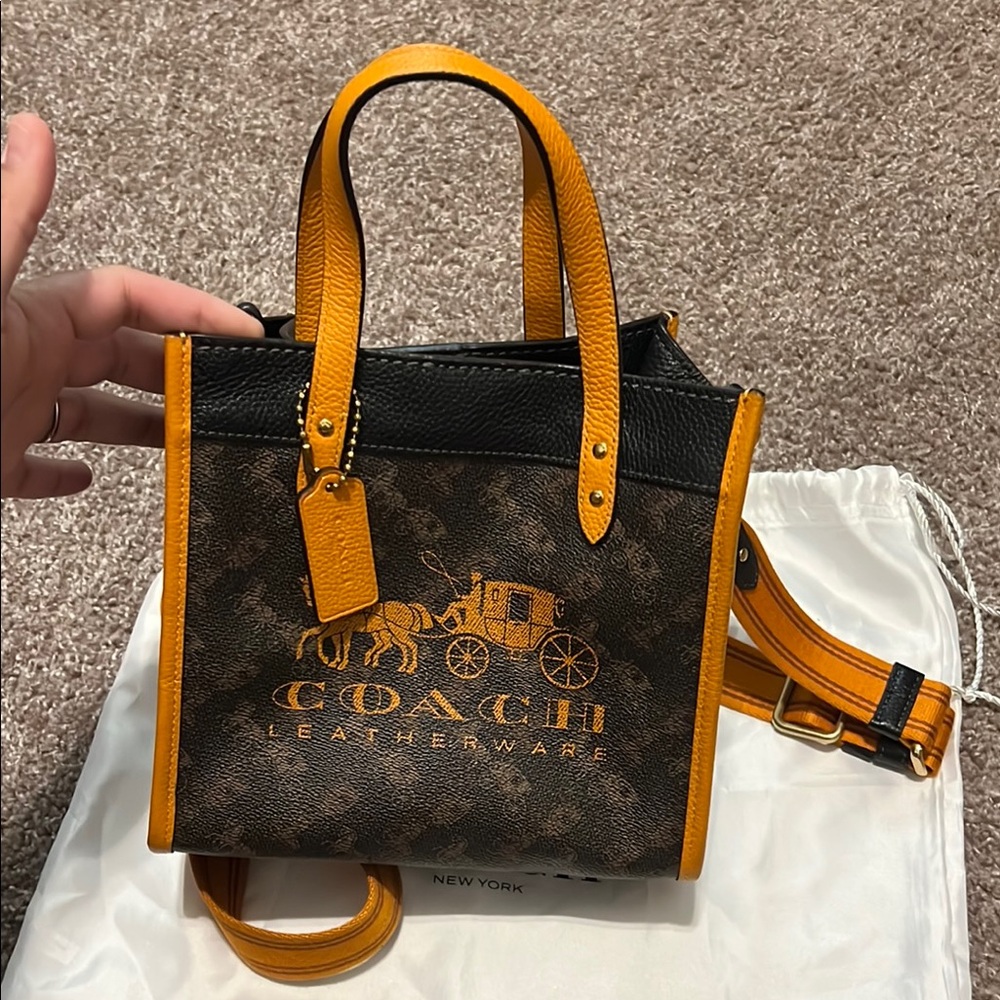 Coach Mini Brown and Orange Structured Bag